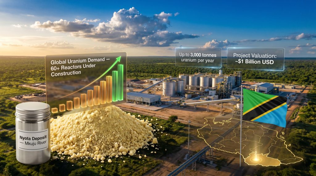 Mkuju River uranium project processing plant infographic
