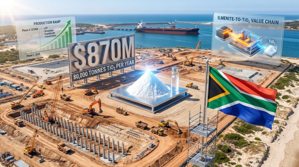 Richards Bay ilmenite beneficiation project construction site