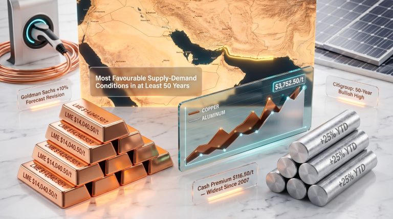 copper and aluminum prices on global demand and war outlook chart