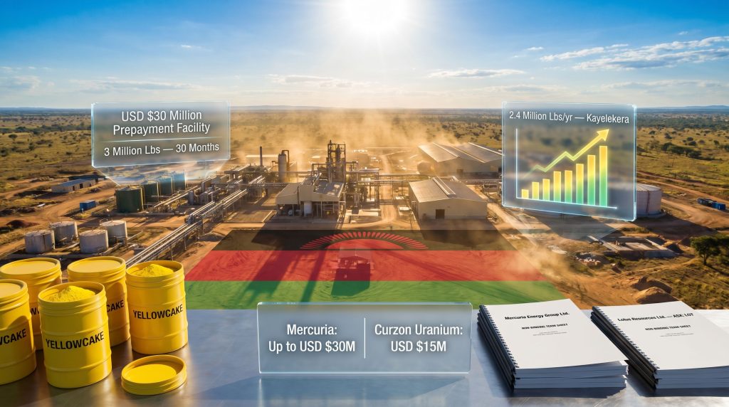 Mercuria uranium financing deal with Lotus Resources mine graphic