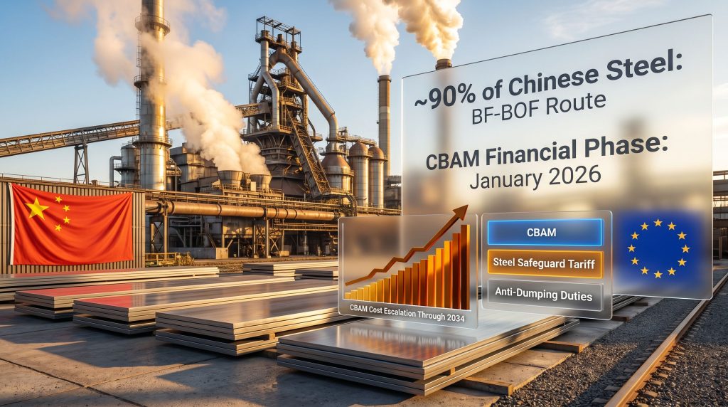 EU carbon tariff on China steel firms illustration
