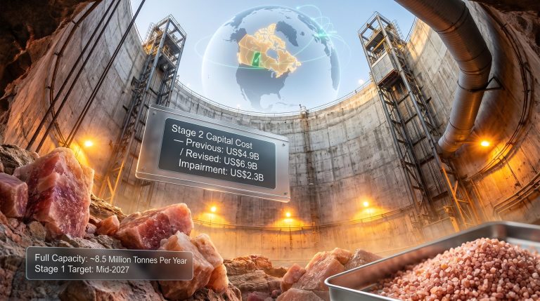 BHP Jansen potash project impairment mine graphic
