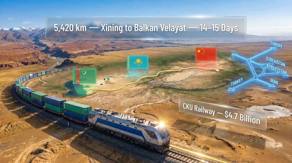 China Central Asia rail link to Turkmenistan route map