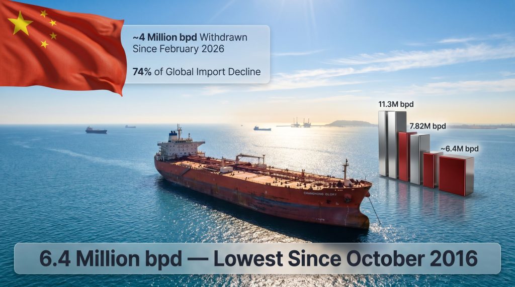 China crude oil imports fall in June chart