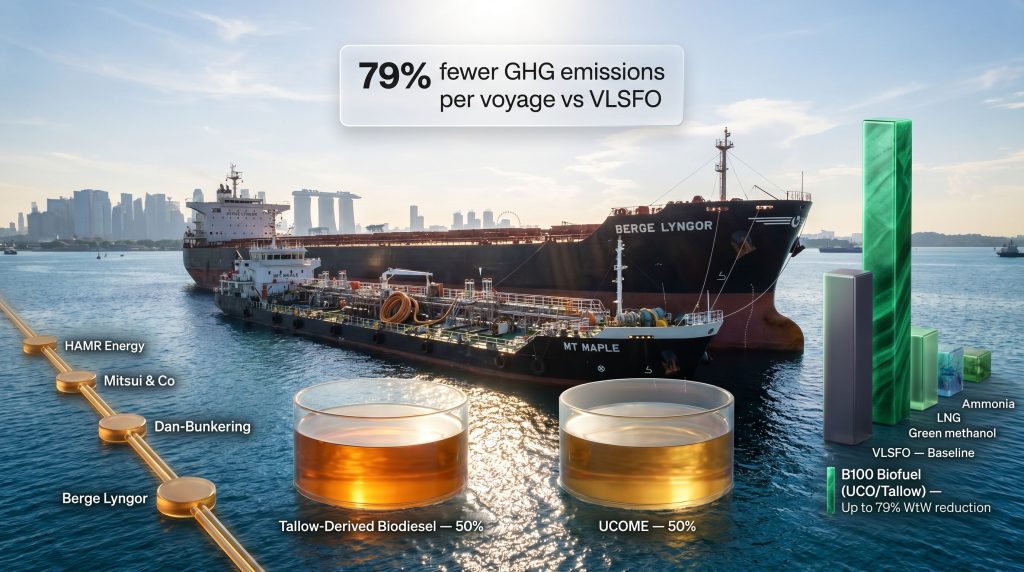 BHP and GCMD biofuel trial for bulk carriers infographic