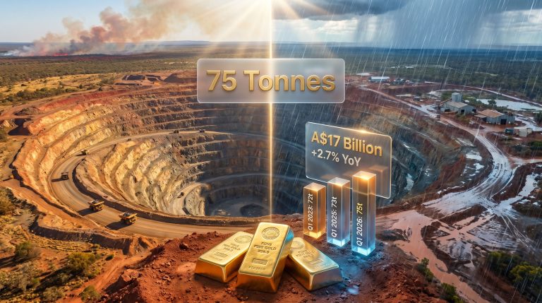Australian first quarter gold output bushfires and rains impact mines