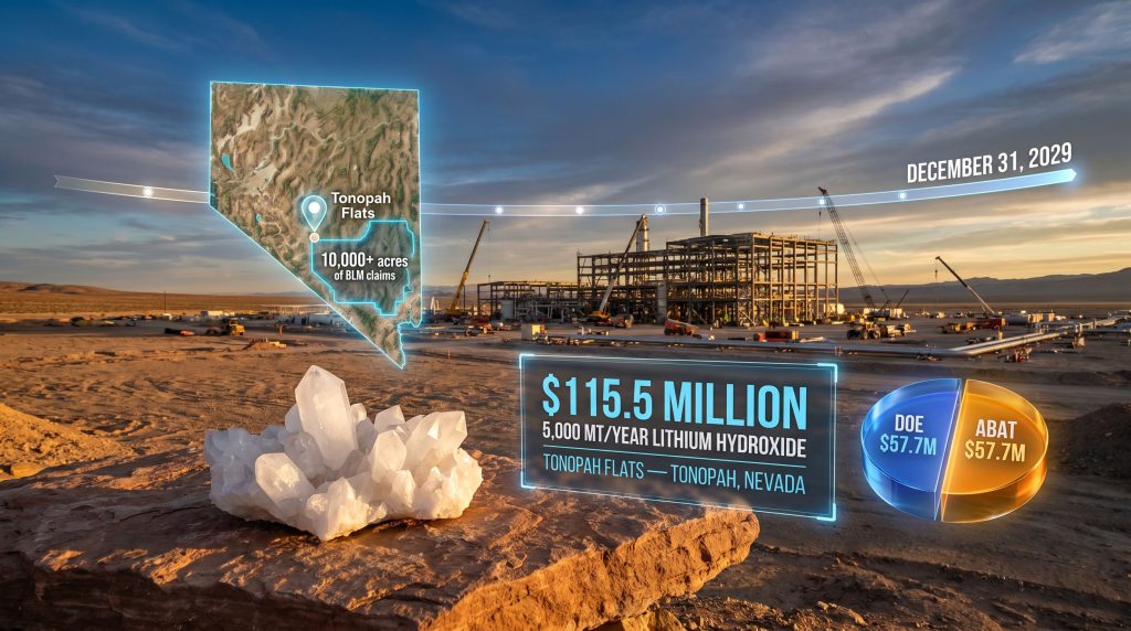 ABAT DOE grant reinstatement Tonopah Flats Lithium Project infographic