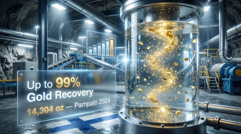 Sofi Alchemist gold recovery at Endomines Pampalo mine technology visualization
