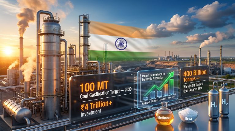 coal gasification in India industrial plant infographic