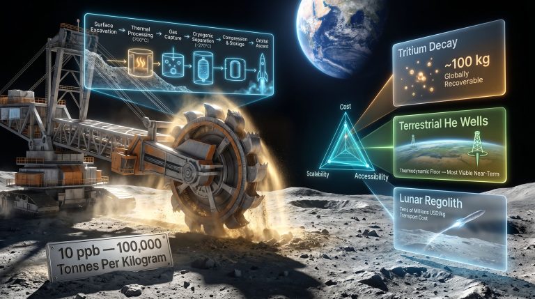 lunar helium-3 mining vs Earth extraction infographic