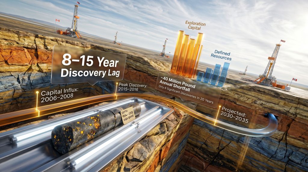 uranium exploration discovery lag infographic timeline