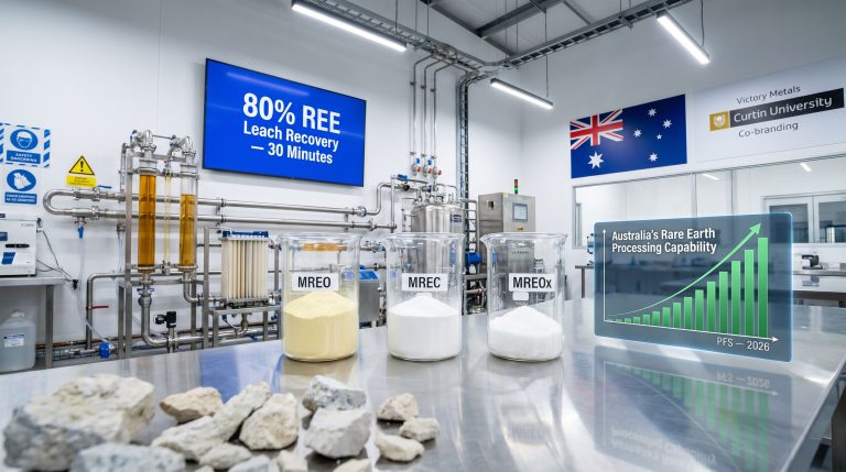 Victory Metals rare earths pilot plant in Perth laboratory processing setup