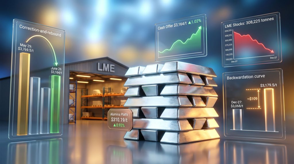 LME aluminium price recovery and declining stocks charts