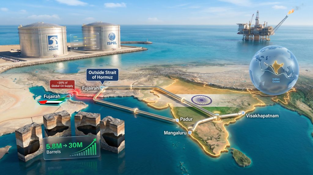 India UAE strategic oil reserves deal map