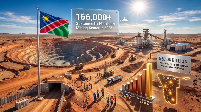 Namibia mining jobs growth infographic scene