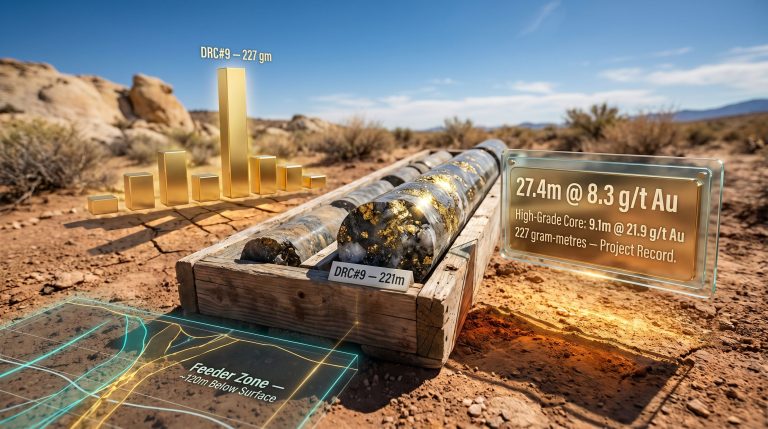 49 Metals Gold Mountain feeder zone discovery drill core results