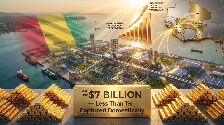 Guinea regional gold refining hub infographic map