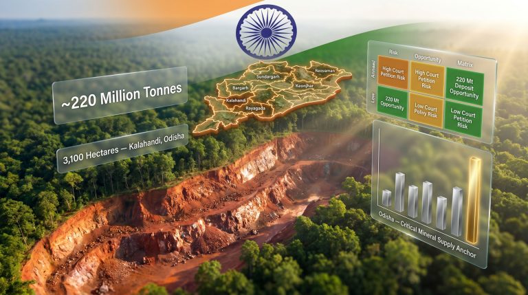 Odisha Karlapat bauxite mine auction infographic map