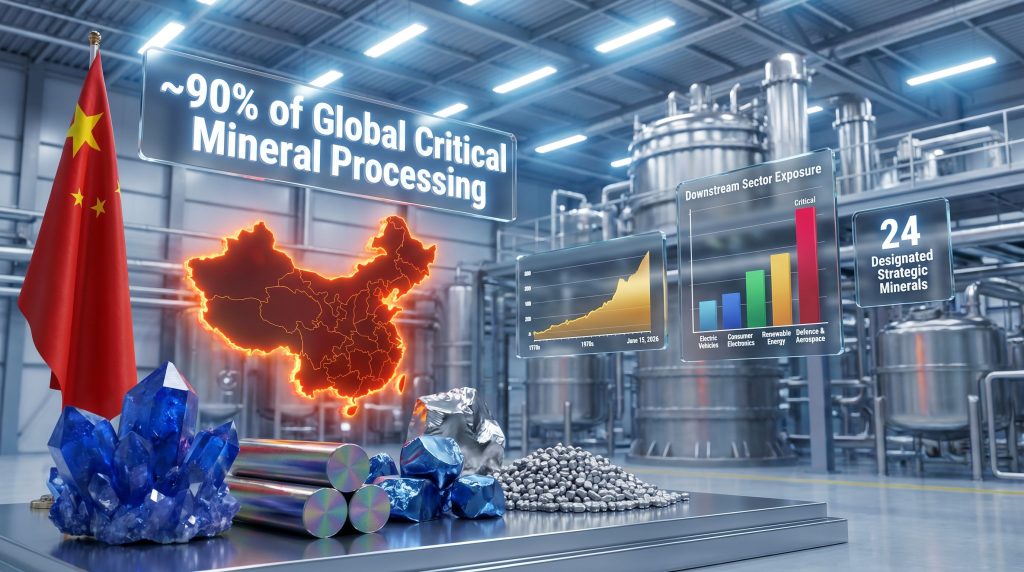 China critical mineral framework processing dominance infographic