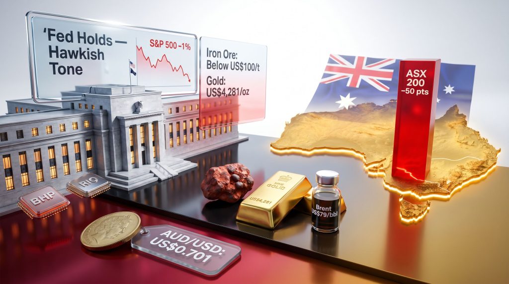 ASX falls after Fed holds rates markets graphic