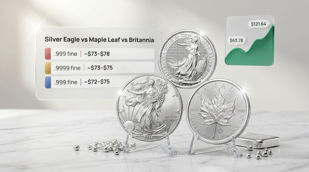 Silver Eagle vs Maple Leaf vs Britannia which is best to buy comparison chart