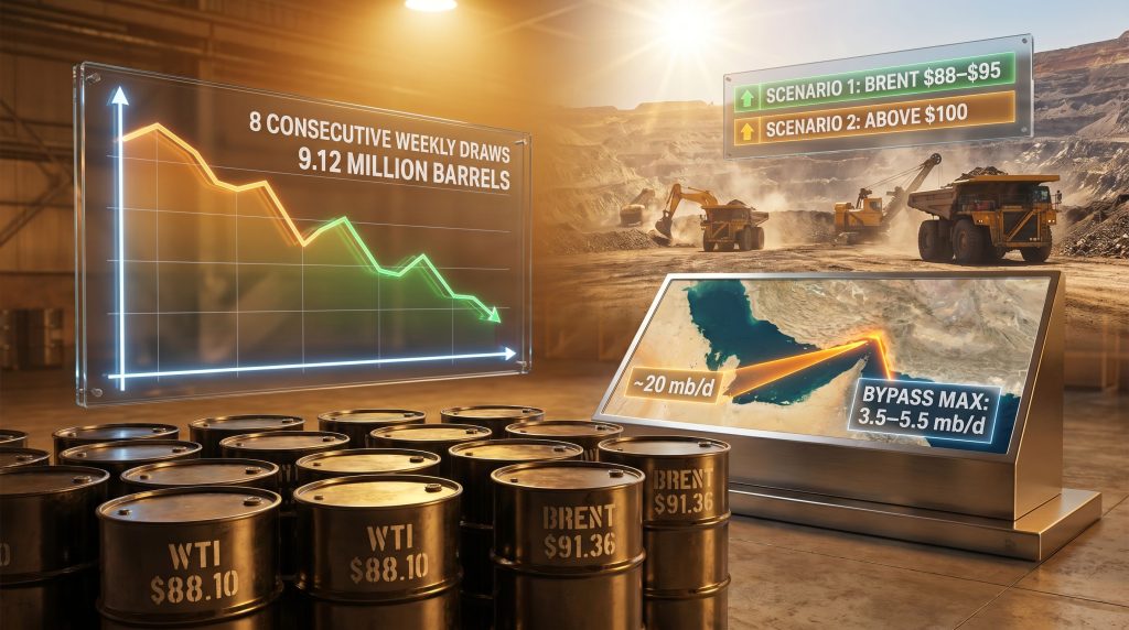 US crude draws and Middle East oil supply risks infographic