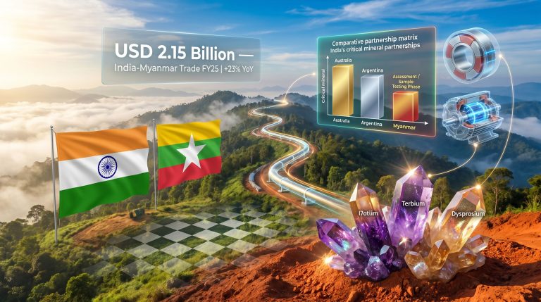 India rare earths from Myanmar trade corridor illustration