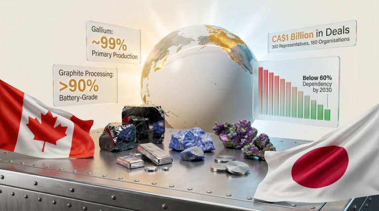 Canada and Japan critical minerals stockpile concept illustration