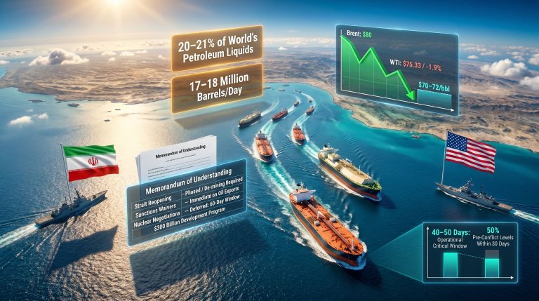 US Iran peace pact and Strait of Hormuz reopening illustration