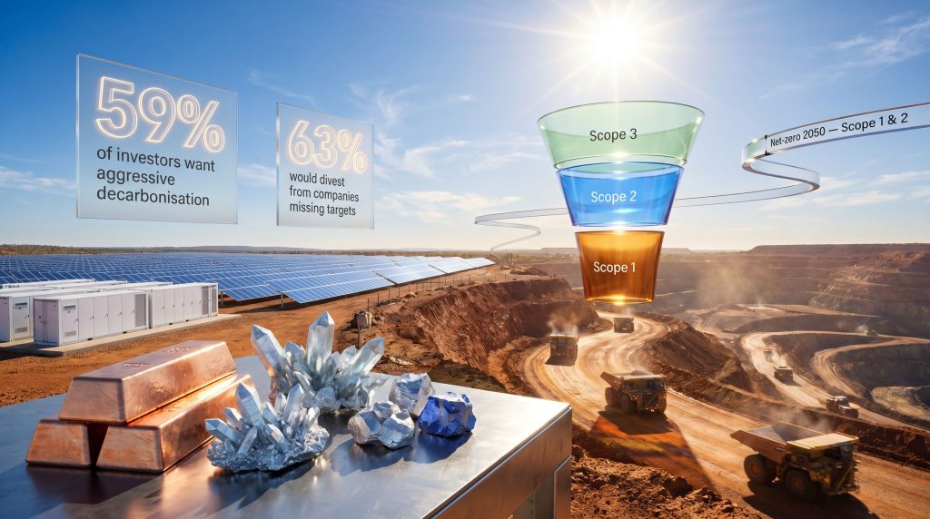 Mining decarbonisation and ESG commitments infographic scene