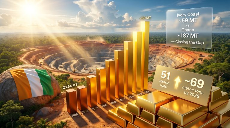 Ivory Coast gold output expansion mining growth chart