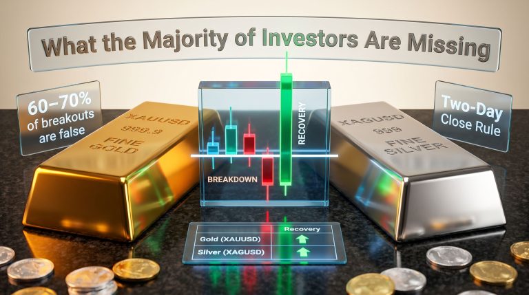silver and gold false breakdown bullish setup chart