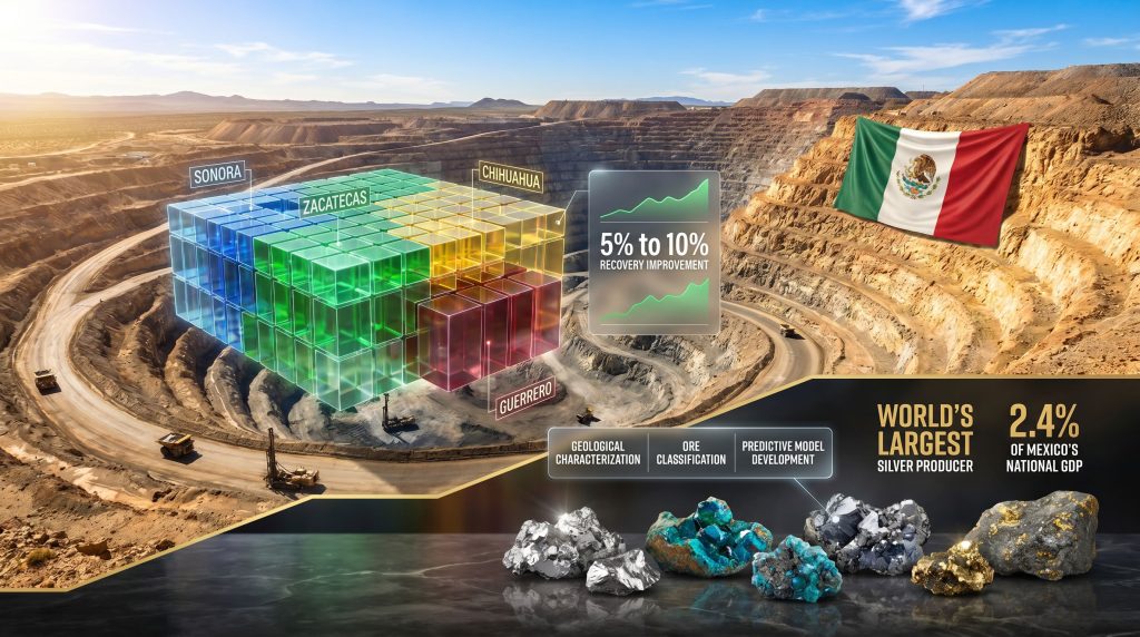 Geometallurgy in Mexico open-pit mining infographic