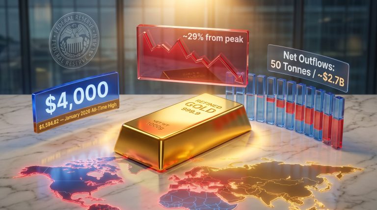 gold ETFs outflows on Fed monetary tightening chart