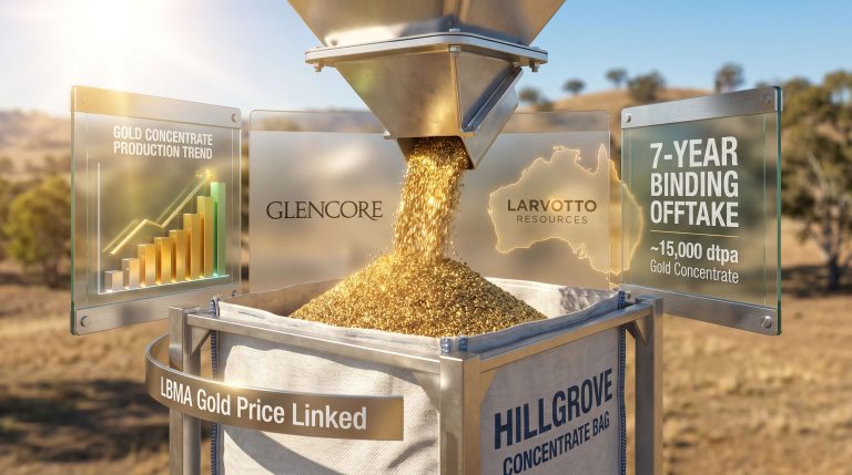 Larvotto Hillgrove gold offtake deal with Glencore illustration