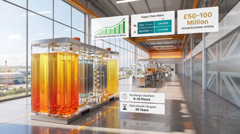 Offgrid Energy Labs zinc-bromine battery plant in UK interior