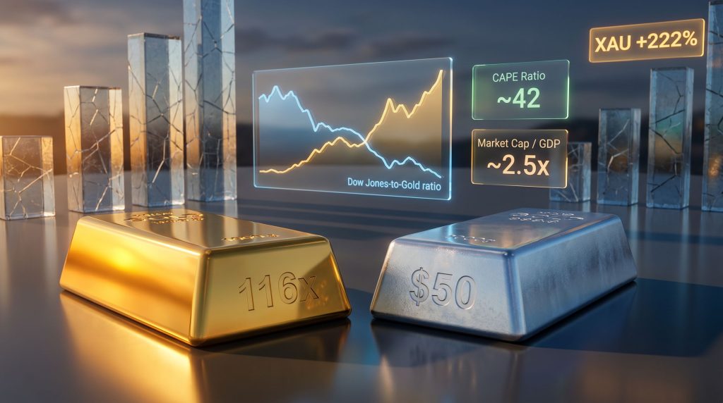 gold and silver bull market and stock market credit bubble charts
