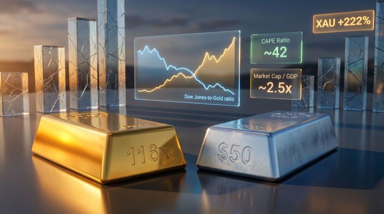 gold and silver bull market and stock market credit bubble charts