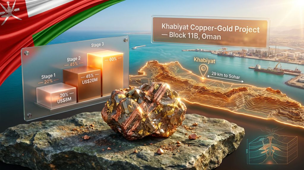 Solidcore Oman copper-gold project map and ore