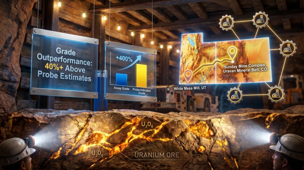 Western Uranium higher-than-expected uranium grades Sunday Mine Complex infographic
