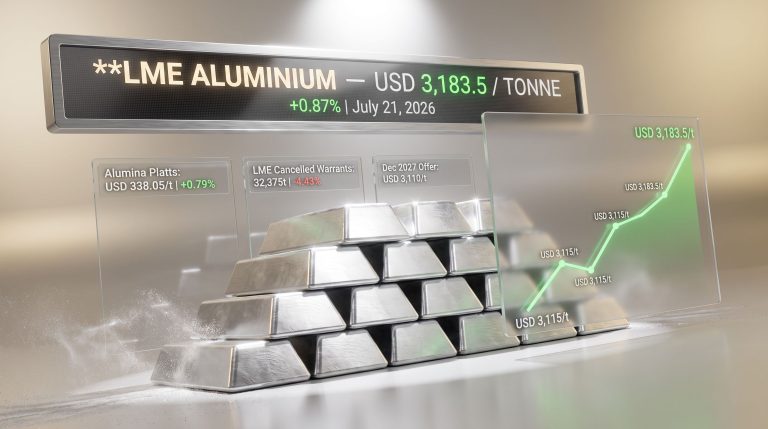 LME aluminium price climbs to USD 3,183.5 per tonne chart