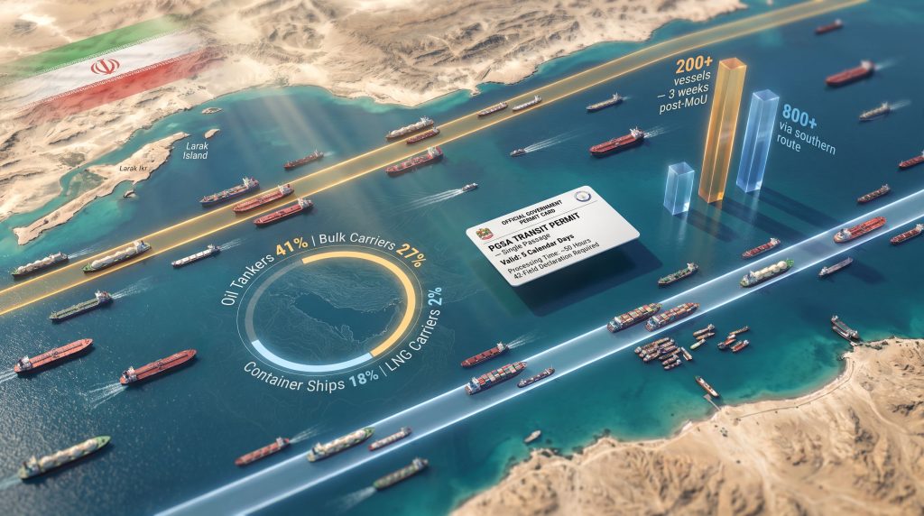 Iran Hormuz permits for ships infographic map