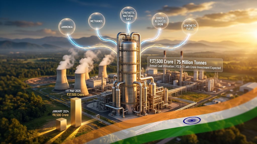India coal gasification scheme industrial plant infographic