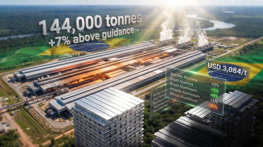 South32 FY26 Brazil aluminium output rises Mozal pauses infographic