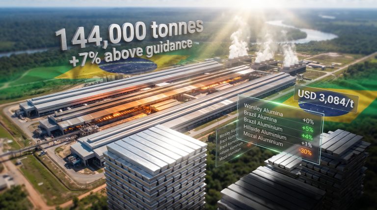 South32 FY26 Brazil aluminium output rises Mozal pauses infographic