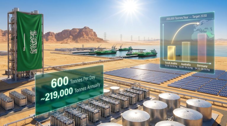 Acwa Saudi green hydrogen export mandate infographic