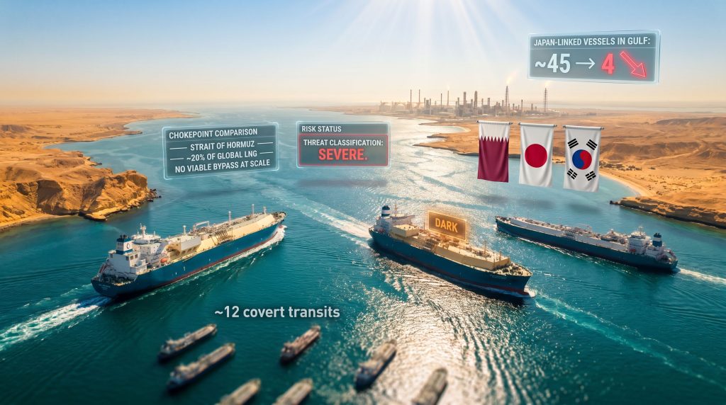 LNG vessels transit Strait of Hormuz risk map