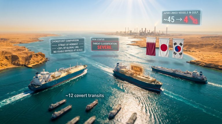 LNG vessels transit Strait of Hormuz risk map