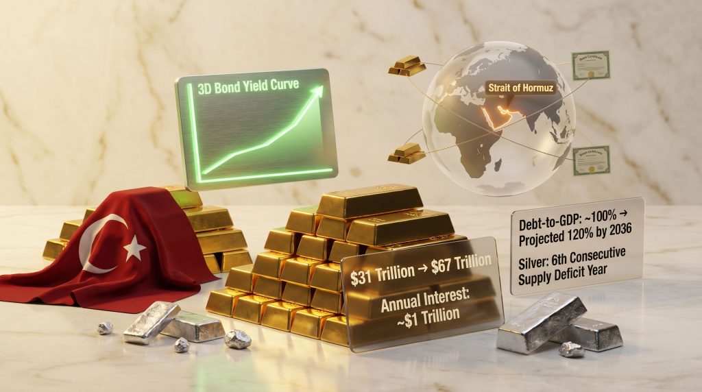 US debt spiral and Turkey selling gold reserves graphic