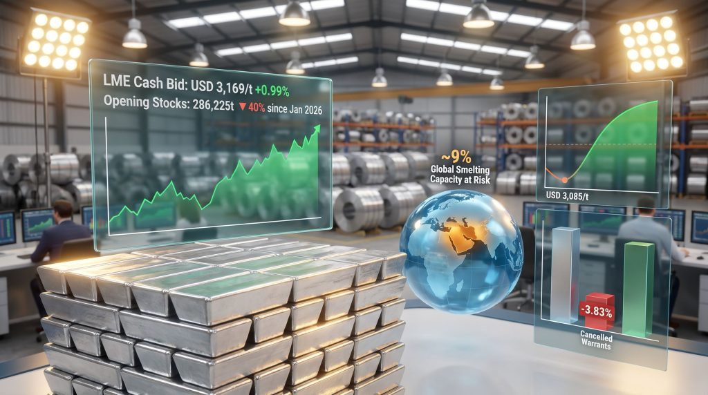 LME aluminium price recovers as stocks slip chart